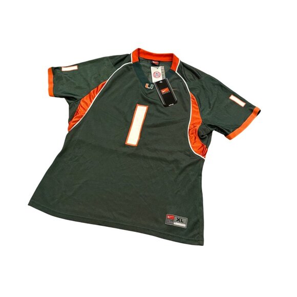 Nike Team Miami Hurricanes #1 NCAA Football Jersey Green Youth XL NWT - Picture 4 of 8
